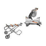 15 Amp Corded 12 in. Dual Bevel Miter Saw with LED with Universal Mobile Miter Saw Stand with Mounting Braces - Super Arbor