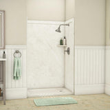 Elegance 36 in. x 48 in. x 80 in. 9-Piece Easy Up Adhesive Alcove Shower Wall Surround in Calacatta White - Super Arbor