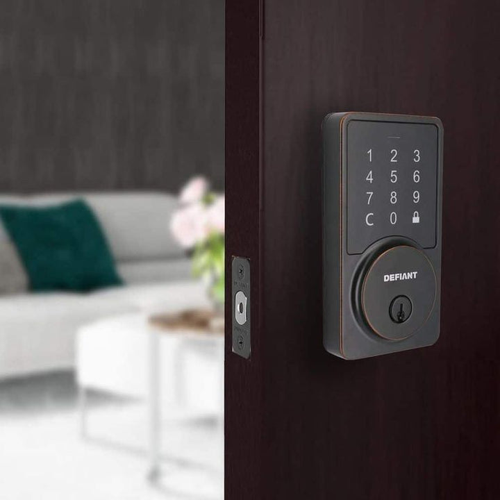Defiant Square Aged Bronze Smart Wi-Fi Deadbolt Powered by Hubspace