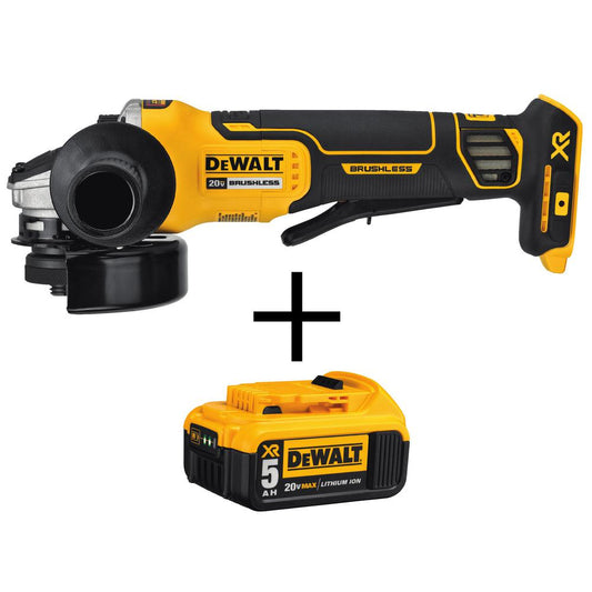 20-Volt MAX XR Li-Ion Cordless Brushless 4-1/2 in. Angle Grinder with Brake (Tool-Only) with 20-Volt Li-Ion Battery 5 Ah - Super Arbor