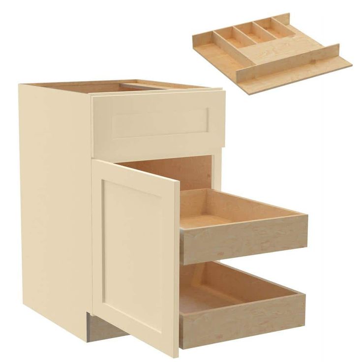 Home Decorators Collection Newport 21 in. W x 24 in. D x 34.5 in. H Assembled Plywood Base Kitchen Cabinet in Blended Cream with 2ROT Cutlery LH
