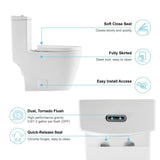 1-Piece Dual Flush 1.2 GPF/0.8 GPF Elongated High Efficiency Skirted Toilet All-in-One Toilet in White Seat Included - Super Arbor