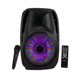 15 in. Portable Bluetooth Speaker with Sound/Volume Reactive Lights - Super Arbor
