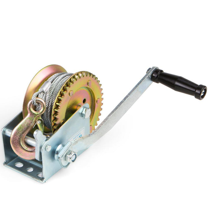 Stark 2000 lbs. Capacity Heavy-Duty Worm Gear Manual Crank Hand Winch with Ratchet - Super Arbor