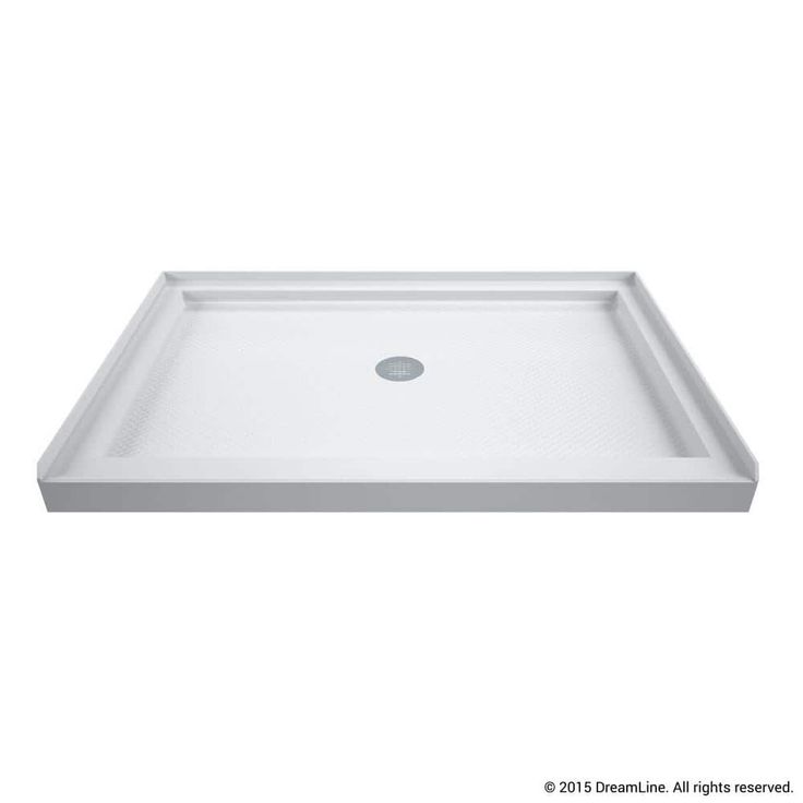DreamLine SlimLine 48 in. x 32 in. Single Threshold Shower Pan Base, White, Center Drain