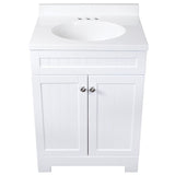 Style Selections Ellenbee 24-in White Single Sink Bathroom Vanity with White Cultured Marble Top