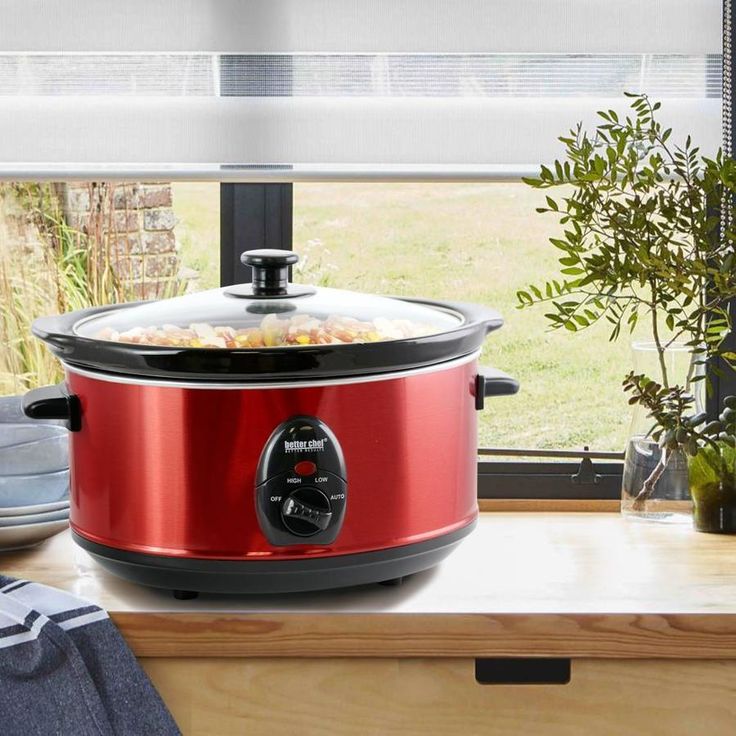 Better Chef Slow Cooker 3.69-Quart Red Oval Slow Cooker