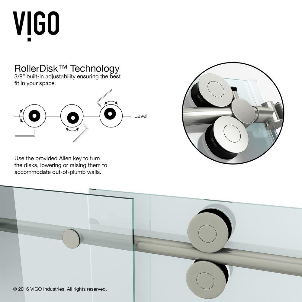 Elan 48 to 52 in. x 74 in. Frameless Sliding Shower Door in Stainless Steel with Clear Glass and Handle - Super Arbor