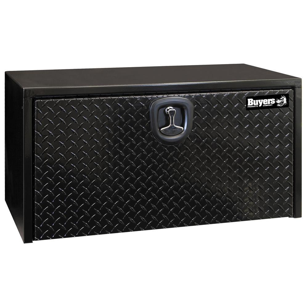 18 in. x 18 in. x 36 in. Gloss Black Steel Underbody Truck Tool Box with Aluminum Door - Super Arbor