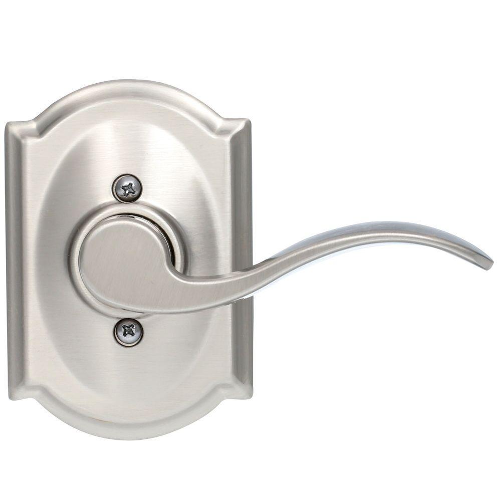 Accent Satin Nickel Right Handed Dummy Door Lever with Camelot Trim - Super Arbor