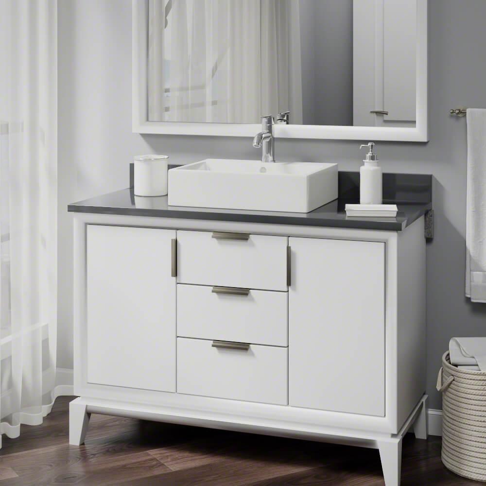 Porcelain Vessel Sink in Biscuit with 7009 Faucet and Pop-Up Drain in Chrome - Super Arbor
