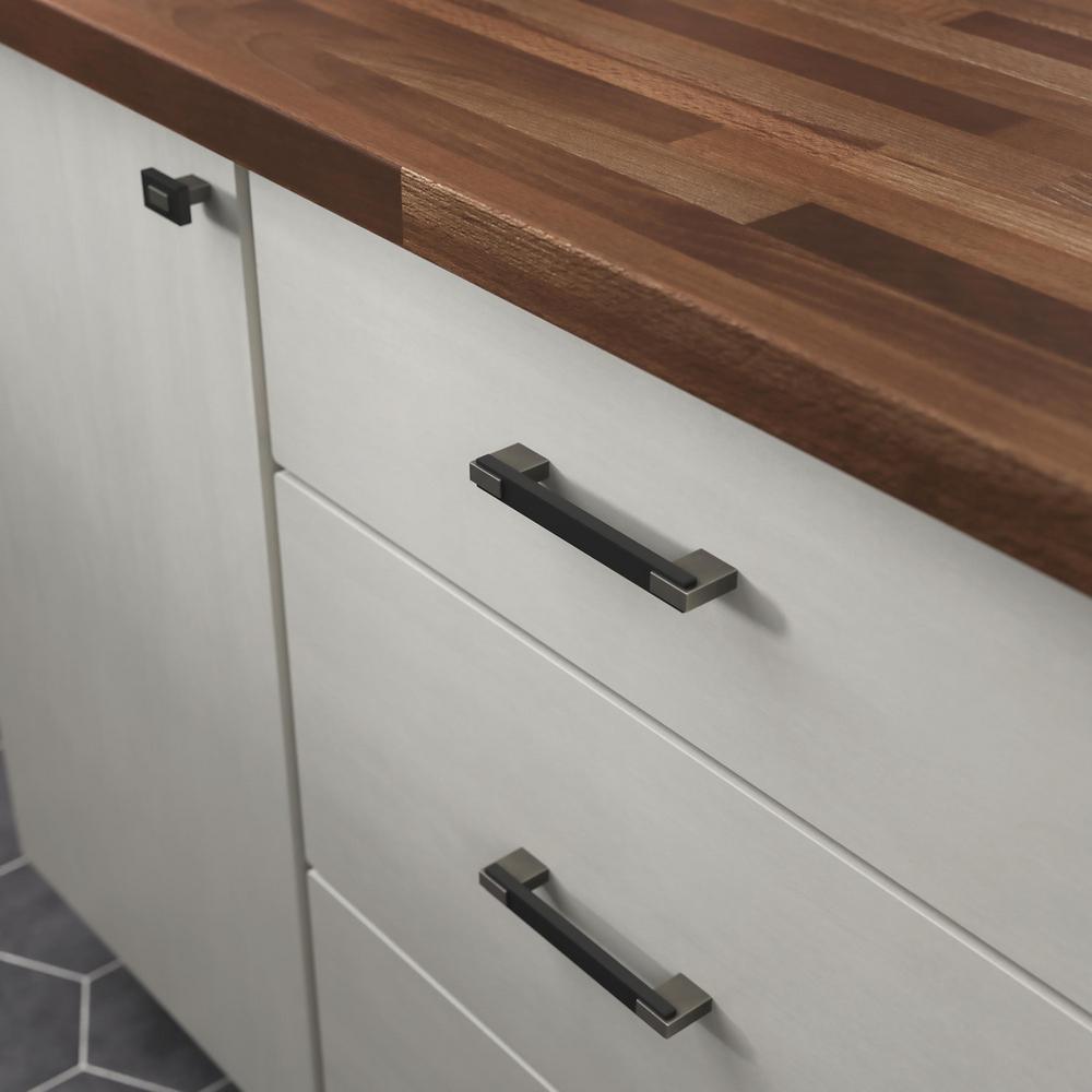 Industrial Insert 4 or 5-1/16 in. (102 or 128mm) Heirloom Silver and Matte Black Dual Mount Drawer Pull - Super Arbor