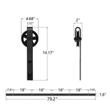 6.6 ft./79 in. Black Sliding Barn Door Track and Hardware Kit with Bigwheel J Shape Hanger for Single Door - Super Arbor