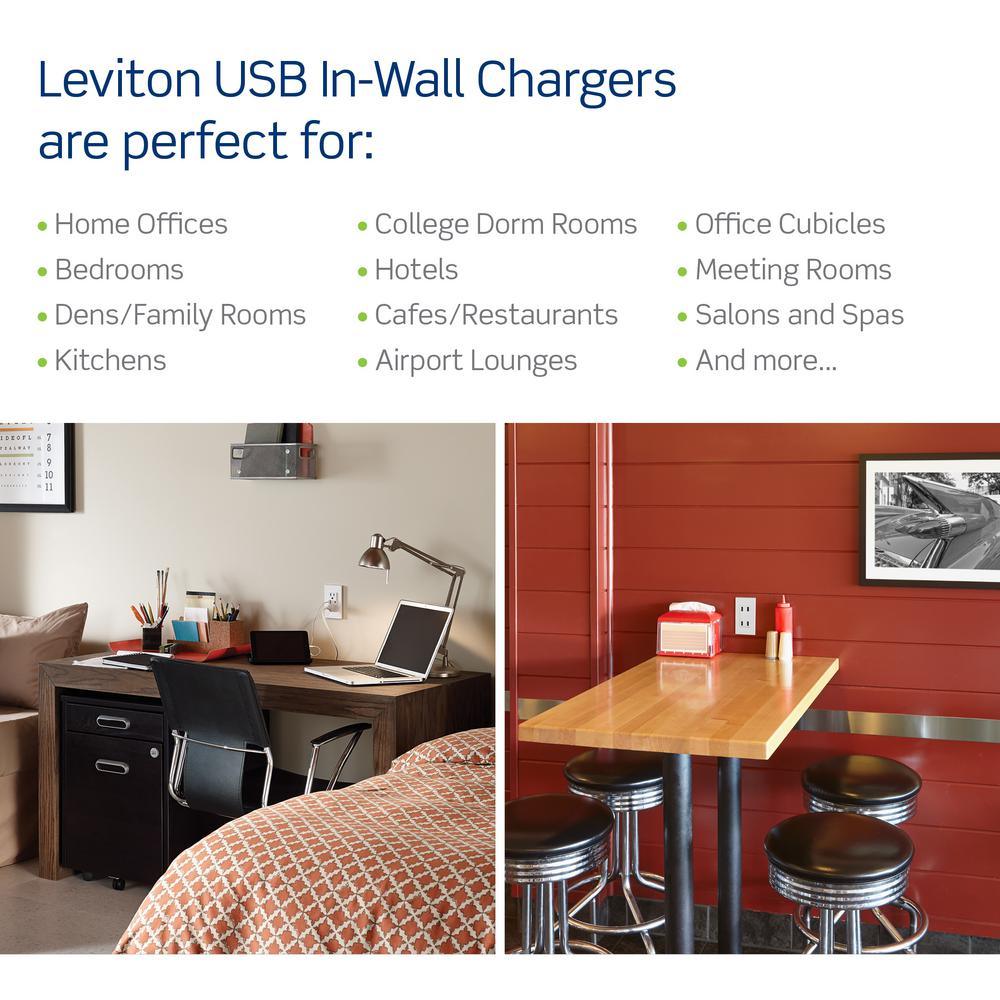 3.6A USB Dual Type A In-Wall Charger with 15 Amp Tamper-Resistant Outlets, Black - Super Arbor