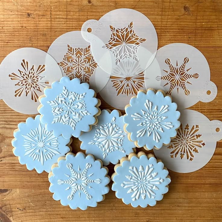 Crystal Snowflake Cookie Stencil Bundle (6 Patterns)