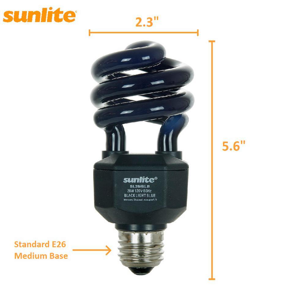 20-Watt CFL Spiral Black Light Bulb (BLB) UV Black Light Party Bulb (3-Pack) - Super Arbor