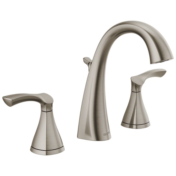 New Lower Price; Delta Sandover Spotshield Brushed Nickel 2-Handle Widespread WaterSense Bathroom Sink Faucet with Drain