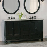 Newport 61 in. W x 21-1/2 in. D Double Bath Vanity in Black with Granite Vanity Top in Gray - Super Arbor