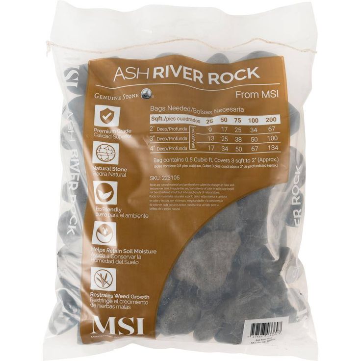 MSI Ash Beach 0.5 cu. ft. 3 cm to 5 cm River Rock approx. 40 lbs. Bag (24 cu. Ft. / 42 Bags / Pallet)