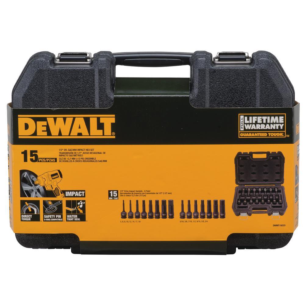 1/2 in. Drive Combination Impact Hex Socket Set (15-Piece) - Super Arbor