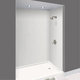 Expressions 48 in. x 48 in. x 96 in. 4-Piece Easy Up Adhesive Alcove Shower Wall Surround in Bianca - Super Arbor