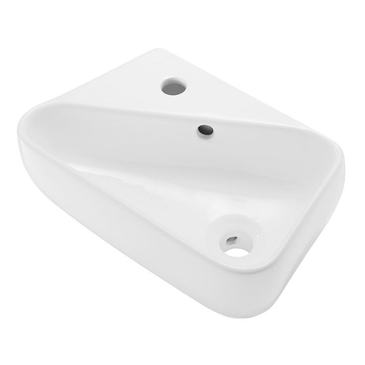 Swiss Madison Plaisir 18 in. x 11 in. Ceramic Wall Hung Vessel Sink with Left Side Faucet Mount in White
