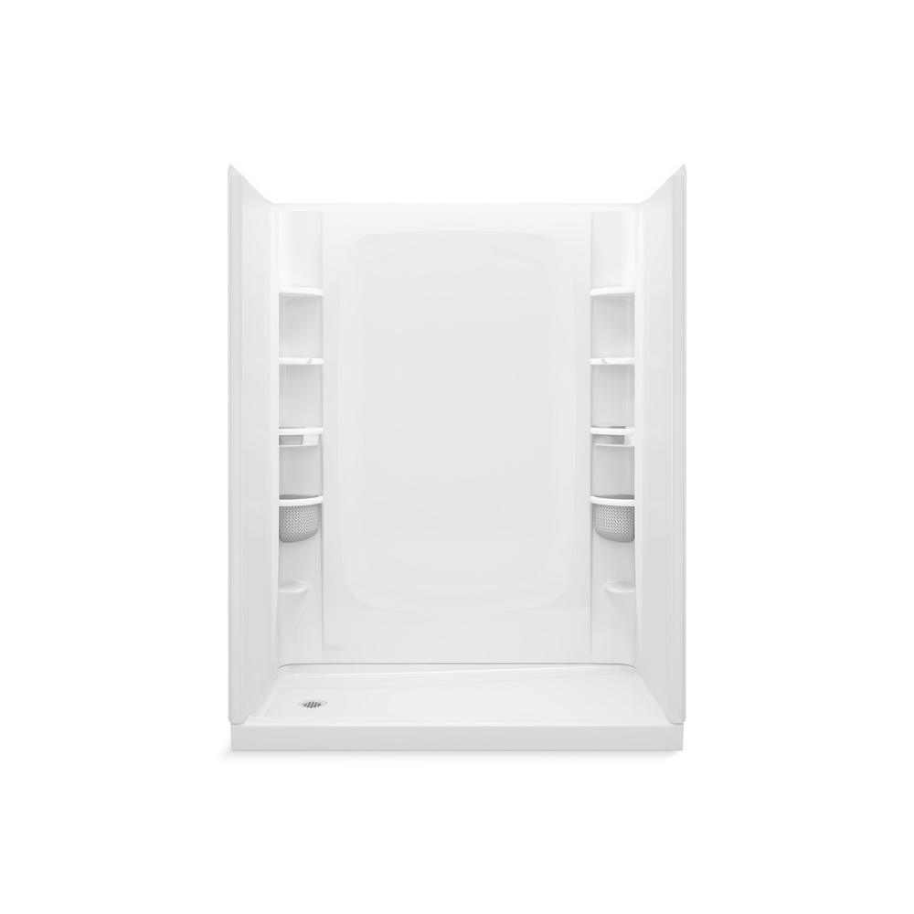 STORE+ 30 in. x 60 in. Single Threshold Left-Hand Shower Base with Shower Walls and 12-Piece Accessory Kit in White - Super Arbor