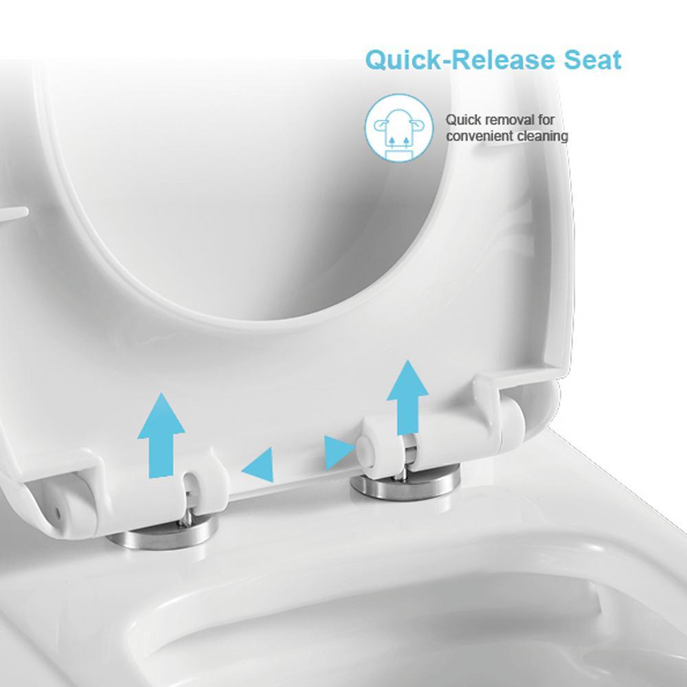 12 in. Rough-In 1-piece 1.1/ 1.6 GPF Dual Flush Elongated Siphonic Jet Toilet in White, Seat Included - Super Arbor