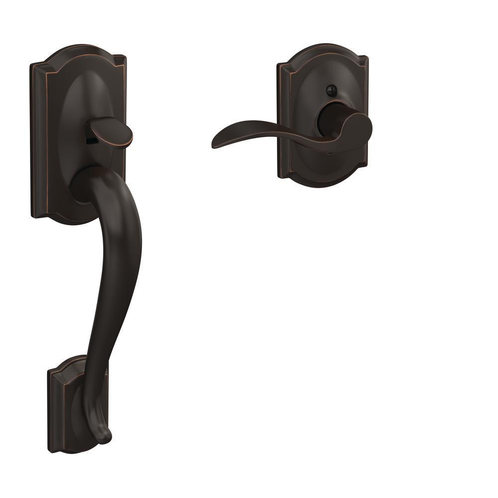 Camelot Satin Nickel Entry Door Handle Set with Accent Door Lever - Super Arbor