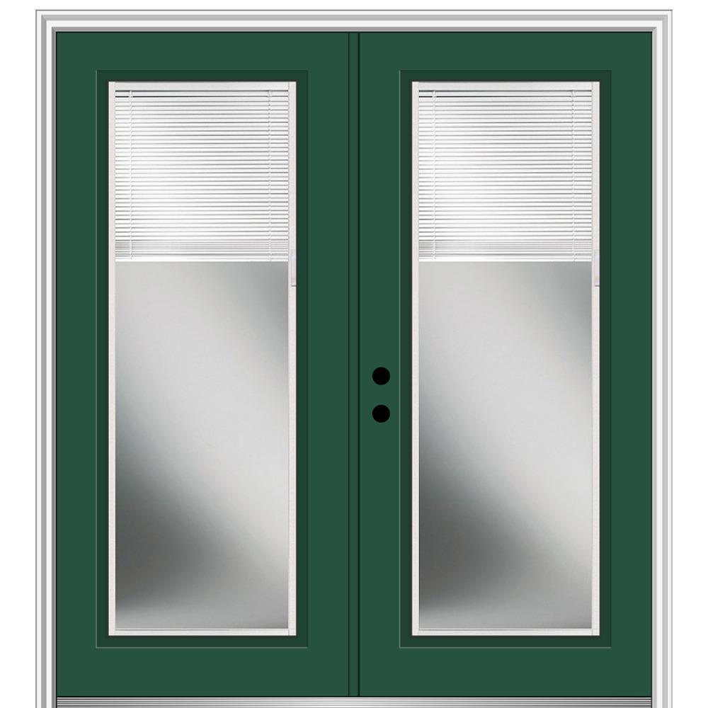 60 in. x 80 in. Internal Blinds Left-Hand Inswing Full Lite Clear Glass Painted Steel Prehung Front Door - Super Arbor