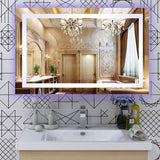 39.5 in x 28.5 in. White/Blue LED Lighted Mirror With Touch Sensor