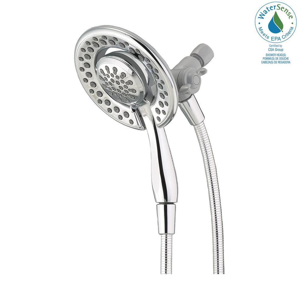 In2ition Two-in-One 4-Spray 6.1 in. Dual Wall Mount Fixed and Handheld Shower Head in Chrome - Super Arbor