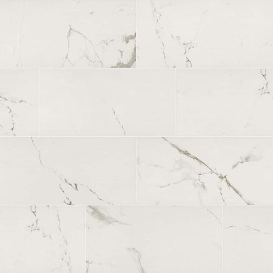 Carrara White 12 in. x 24 in. Matte Porcelain Stone Look Floor and Wall Tile (16 sq. ft./Case)