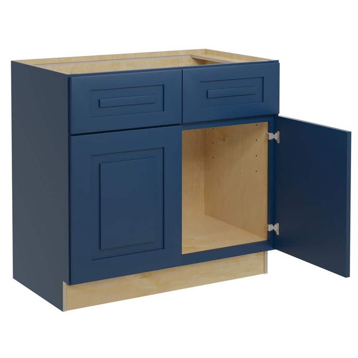 Home Decorators Collection Grayson 36 in. W x 21 in. D x 34.5 in. H Assembled Plywood Sink Base Bath Cabinet in Mythic Blue with Soft Close