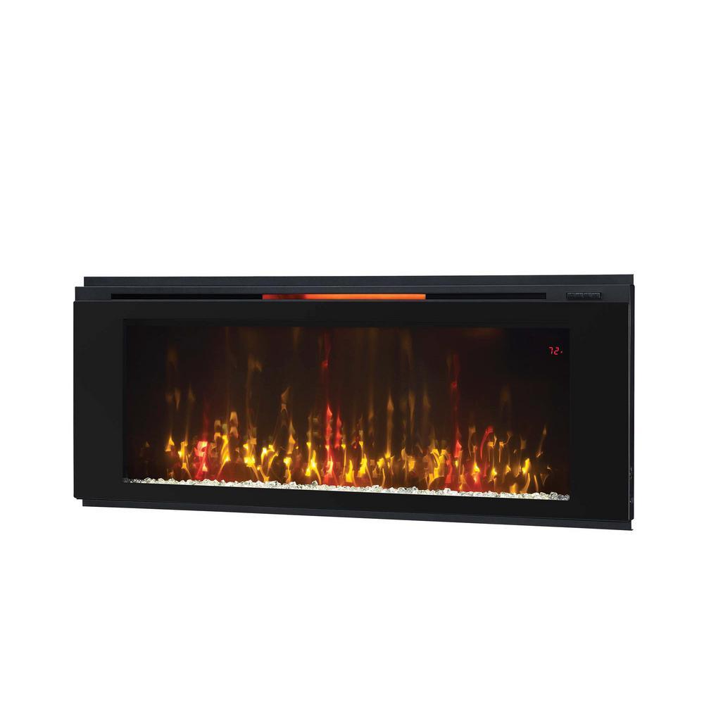 Helen 48 in. Wall-Mount Electric Fireplace in Black - Super Arbor