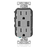 3.6A USB Dual Type A In-Wall Charger with 15 Amp Tamper-Resistant Outlets, White - Super Arbor