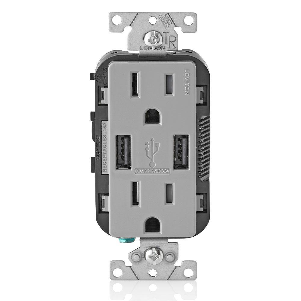 15 Amp Decora Combination Tamper Resistant Duplex Outlet and USB Charger, White (3-Pack) - Super Arbor