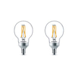Philips 60-Watt Equivalent G16.5 Dimmable LED Light Bulb with Warm Glow Dimming Effect Soft White (2-Pack)