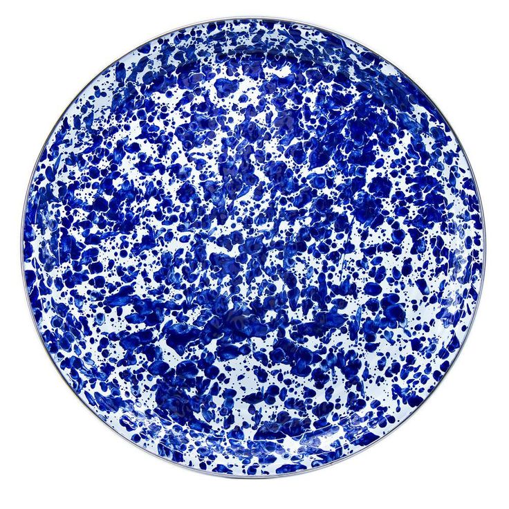 20 in. Cobalt Swirl Enamelware Round Serving Tray