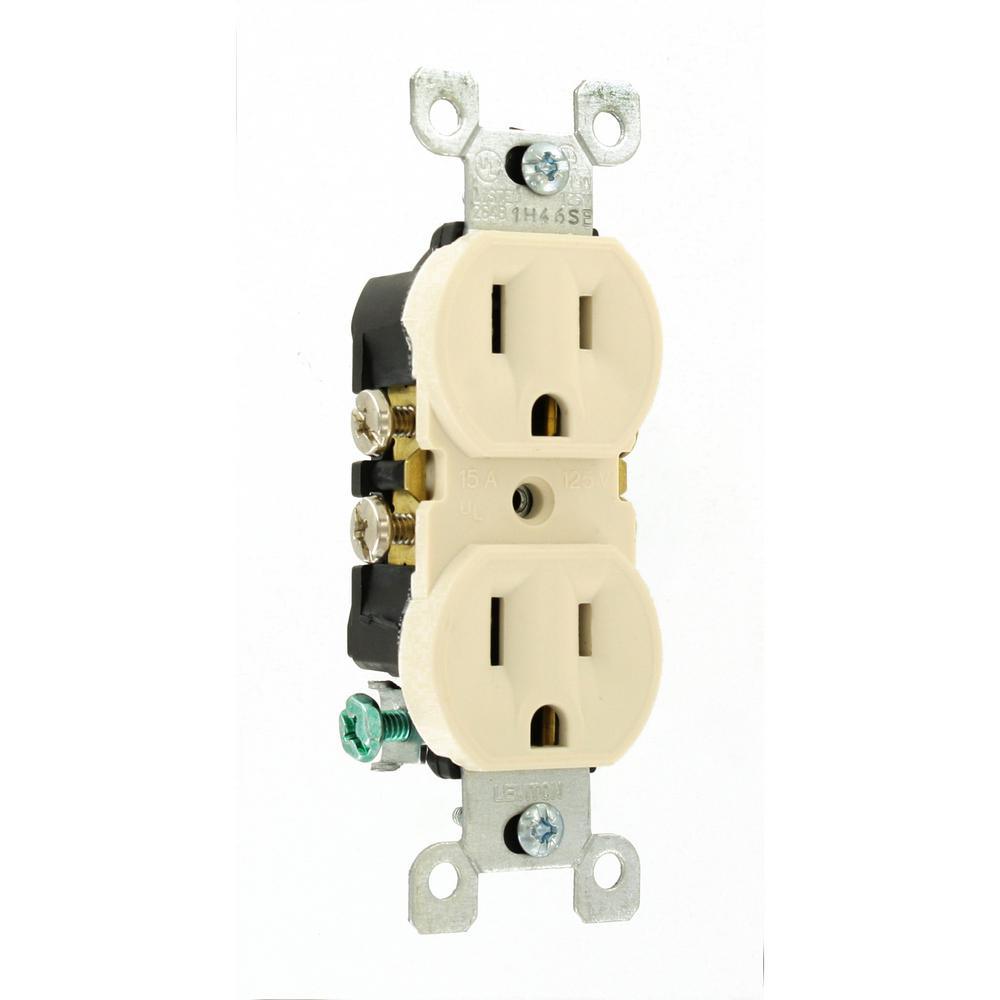 15 Amp Residential Grade Grounding Duplex Outlet, Light Almond - Super Arbor
