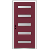 36 in. x 80 in. Davina Right-Hand Inswing 5-Lite Frosted Glass Painted Steel Prehung Front Door on 4-9/16 in. Frame - Super Arbor