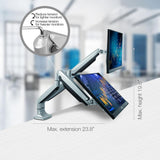 Dual Arm Monitor Mount with Full Motion Swivel Articulating Gas Springs for 13 in. - 30 in. Silver - Super Arbor