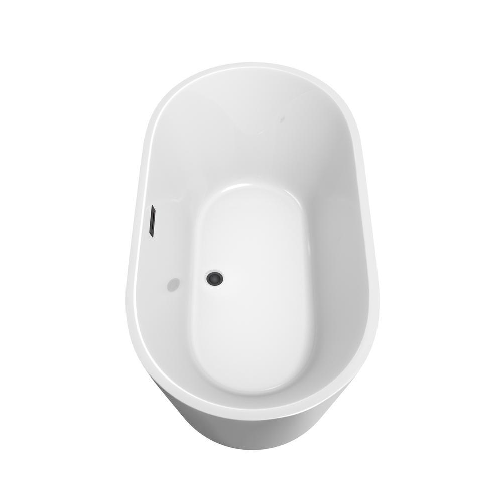 Carissa 60 in. Acrylic Flatbottom Bathtub in White with Matte Black Trim - Super Arbor