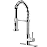 Edison Single-Handle Pull-Down Sprayer Kitchen Faucet with Deck Plate in Matte Black - Super Arbor