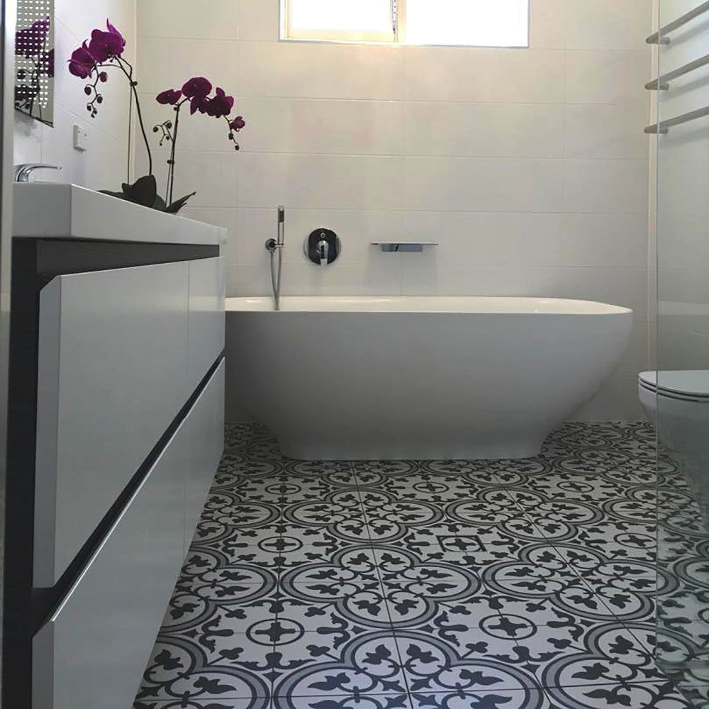 Merola Tile Arte Grey Encaustic 9-3/4 in. x 9-3/4 in. Porcelain Floor and Wall Tile (11.11 sq. ft. / case)