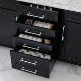 Aberdeen 60 in. W x 22 in. D Vanity in Black with Carrara Marble Top with White Sinks - Super Arbor