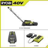 RYOBI 40V 18 in. 2-in-1 Cordless Push Lawn Mower Kit with 6.0Ah Lithium Battery and Charger