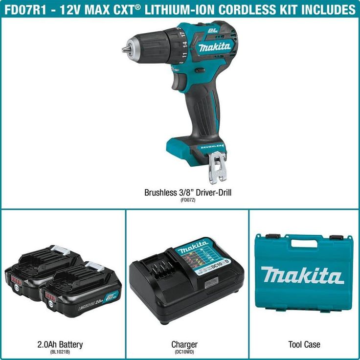 12-Volt Max CXT Lithium-Ion 3/8 in. Brushless Cordless Driver Drill Kit with (2) Batteries (2.0 Ah), Charger, Hard Case