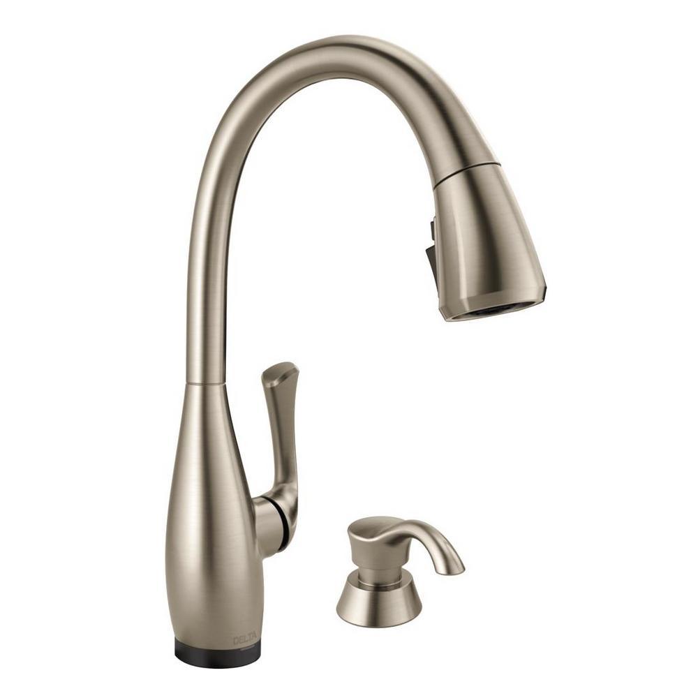 Dominic Single-Handle Pull-Down Sprayer Kitchen Faucet with Touch2O & ShieldSpray Technology in SpotShield Stainless - Super Arbor
