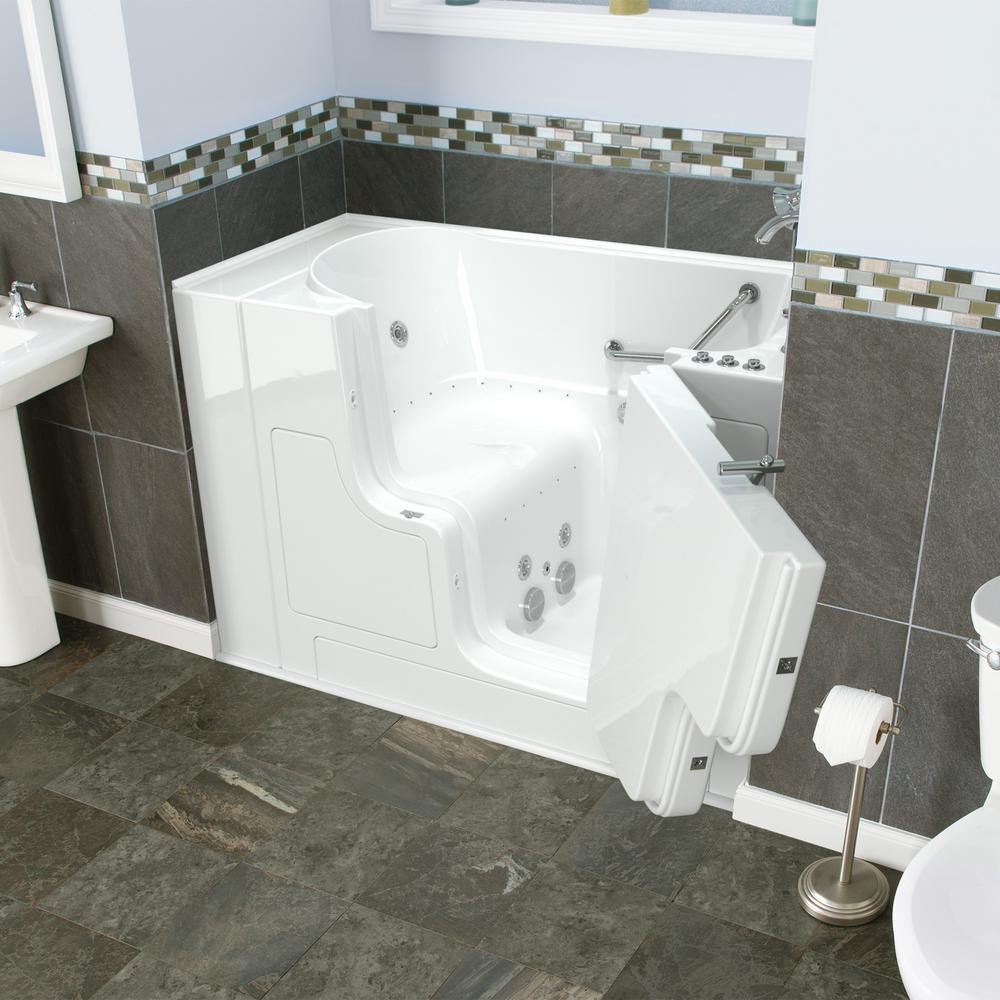 Gelcoat Value Series 51 in. Right Hand Walk-In Whirlpool and Air Bathtub with Outward Opening Door in White - Super Arbor